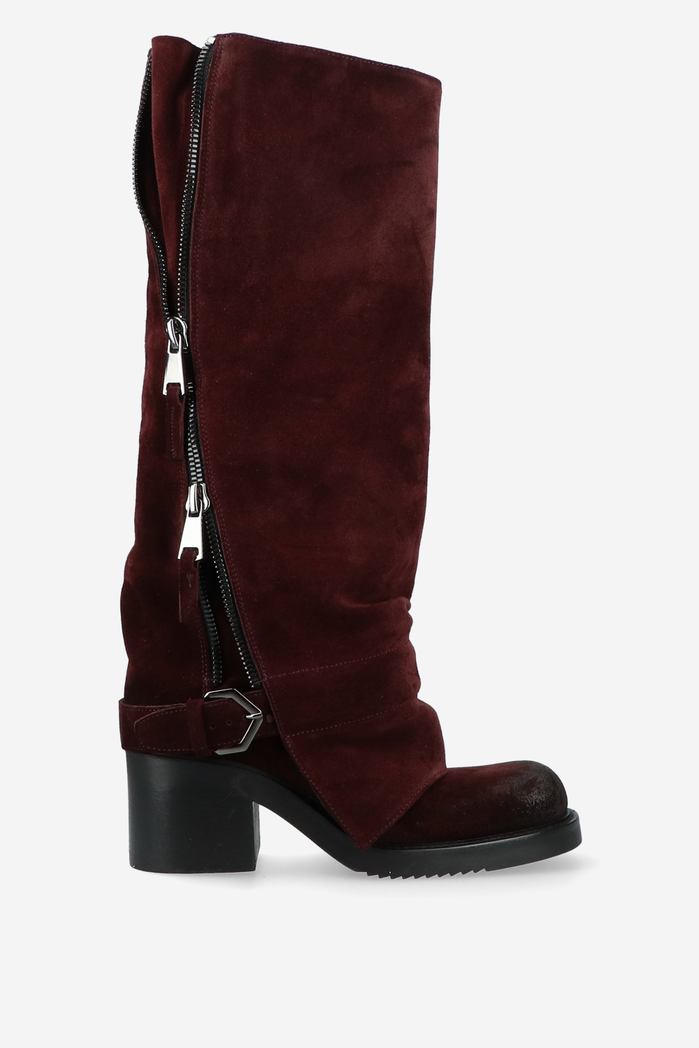 Elena Iachi - Suede zipper detail boots