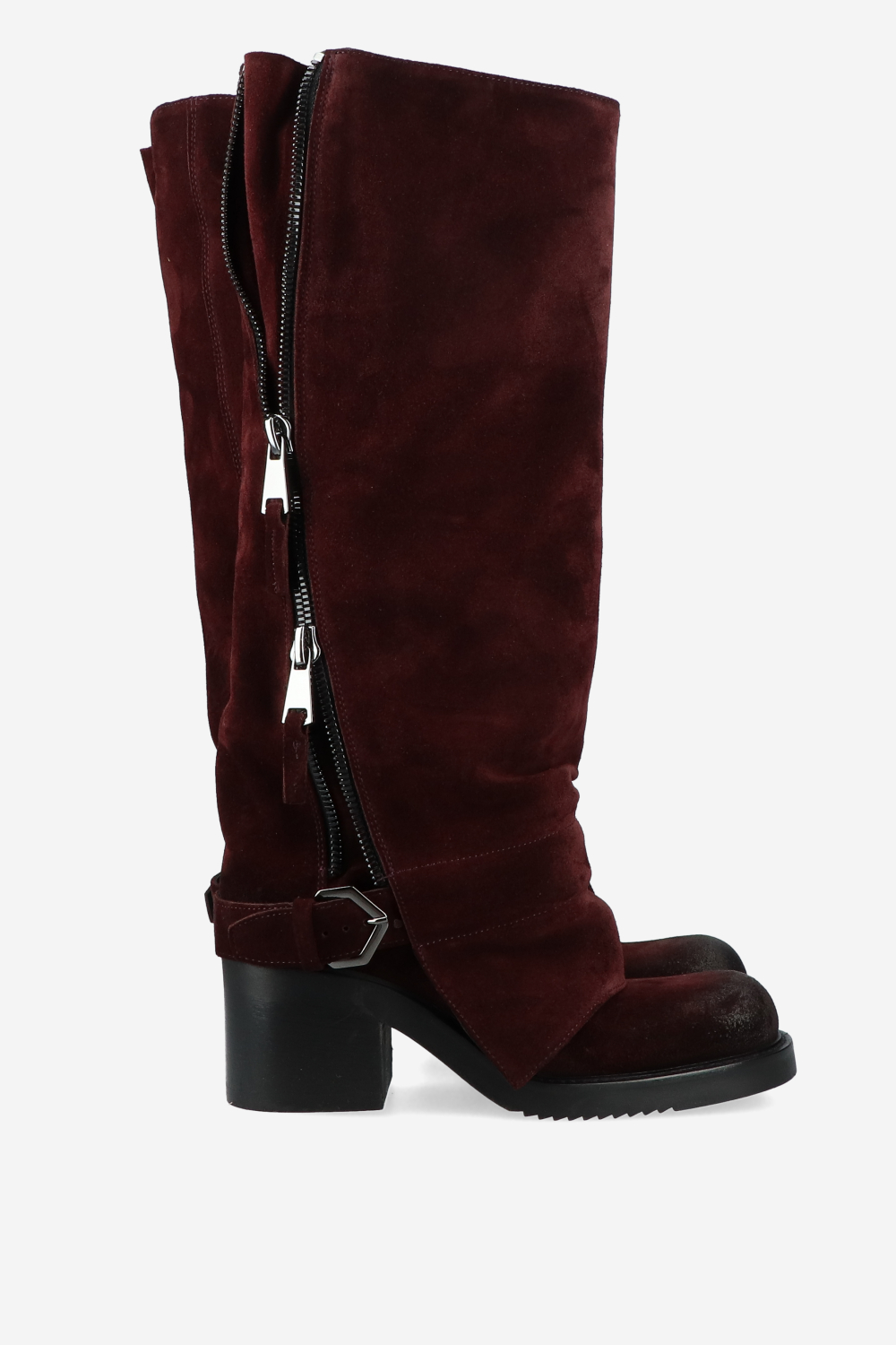 Suede zipper detail boots