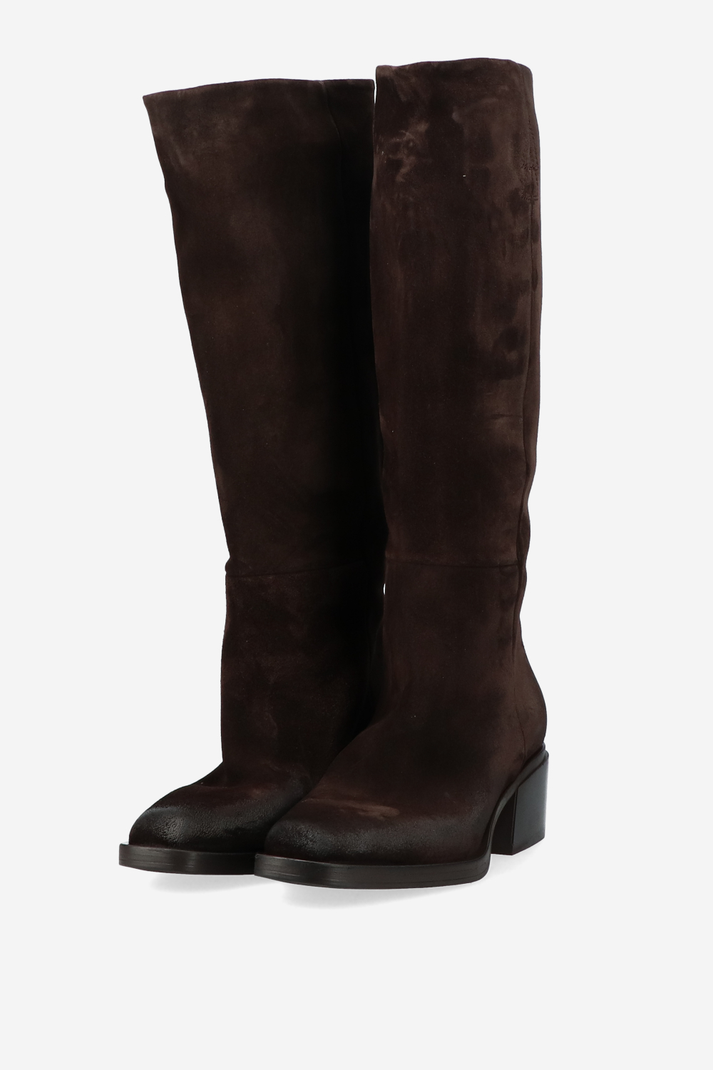 Suede block heel boots