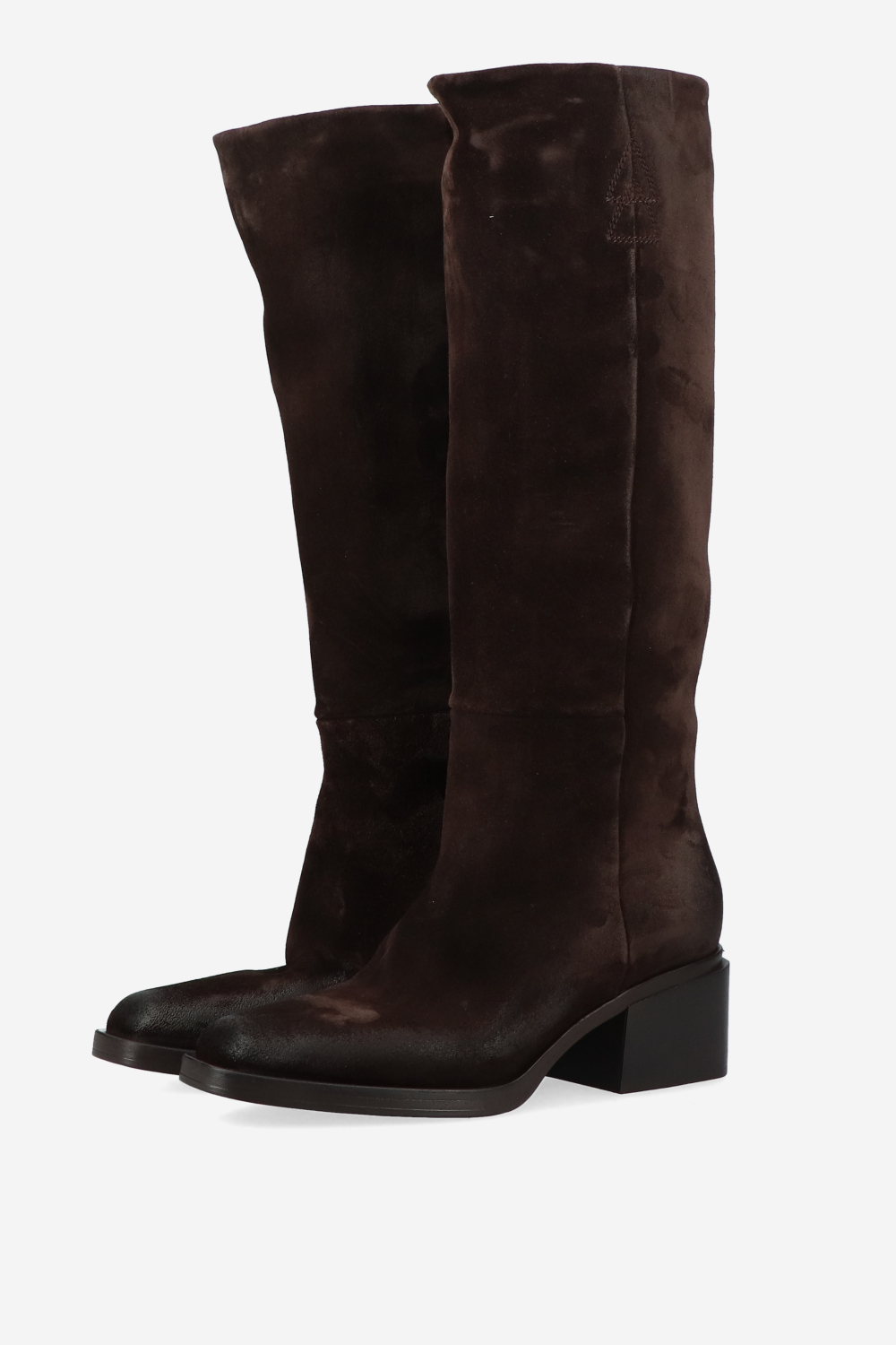 Suede block heel boots