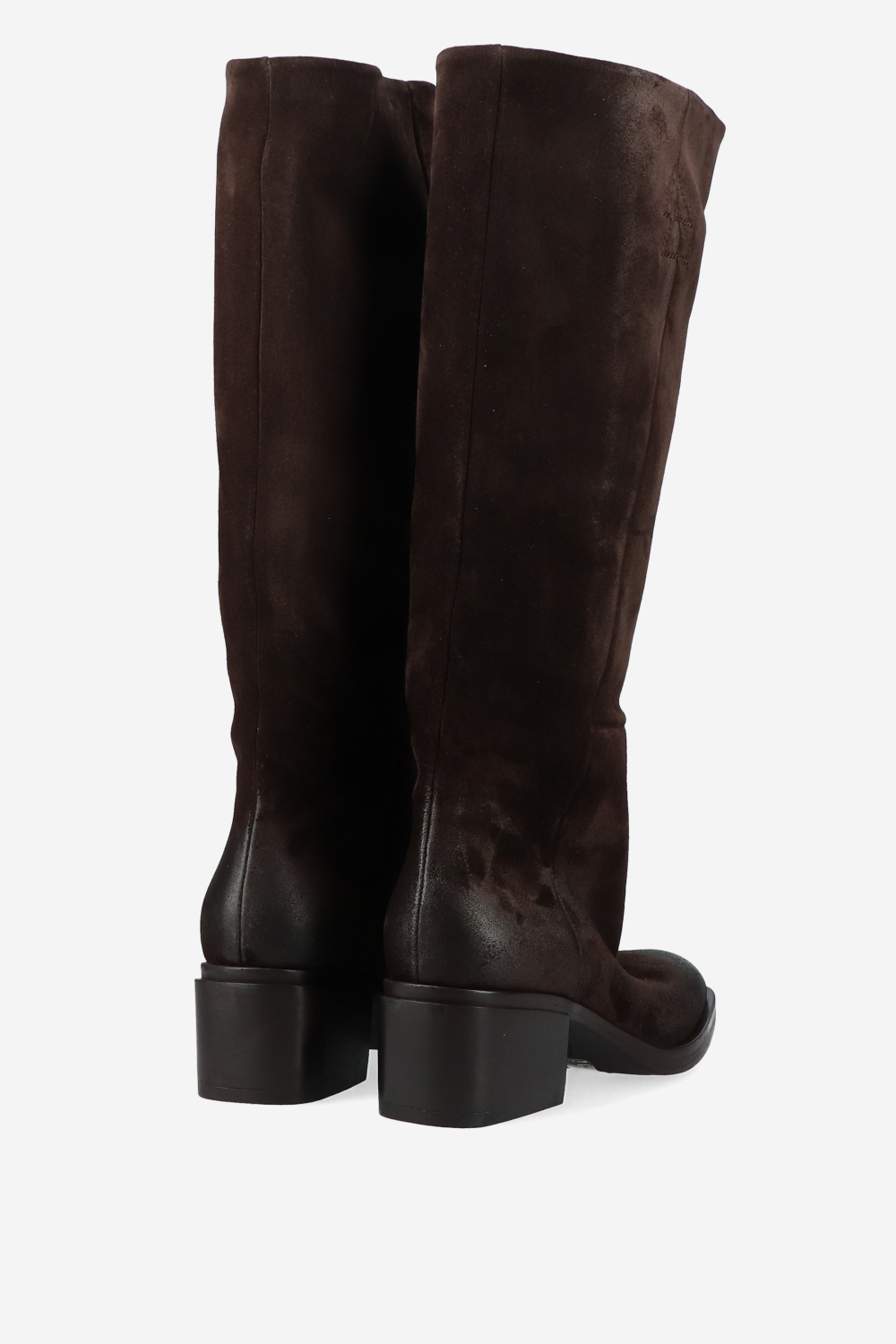 Suede block heel boots