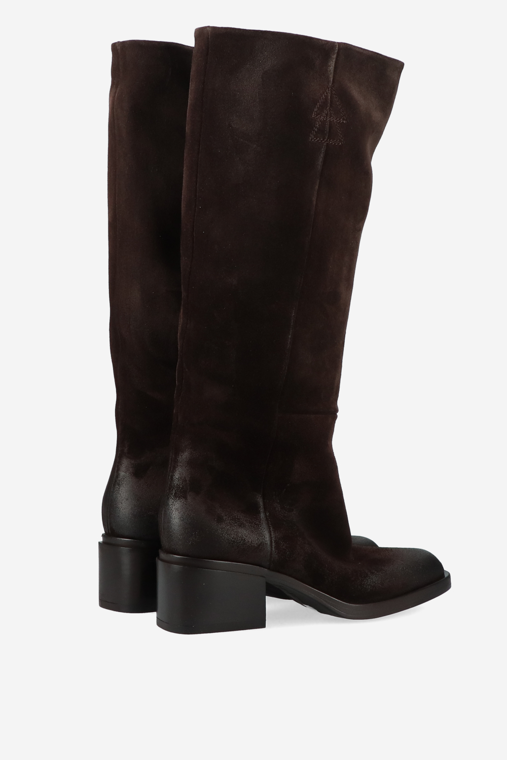 Suede block heel boots