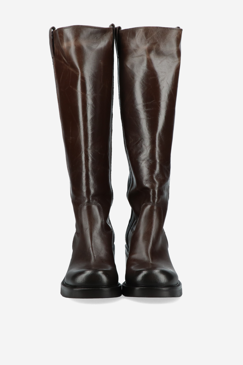 Vintage look leather heeled boots