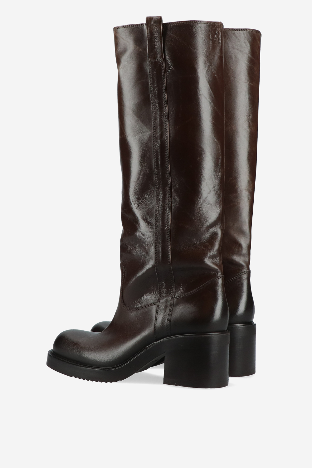 Vintage look leather heeled boots