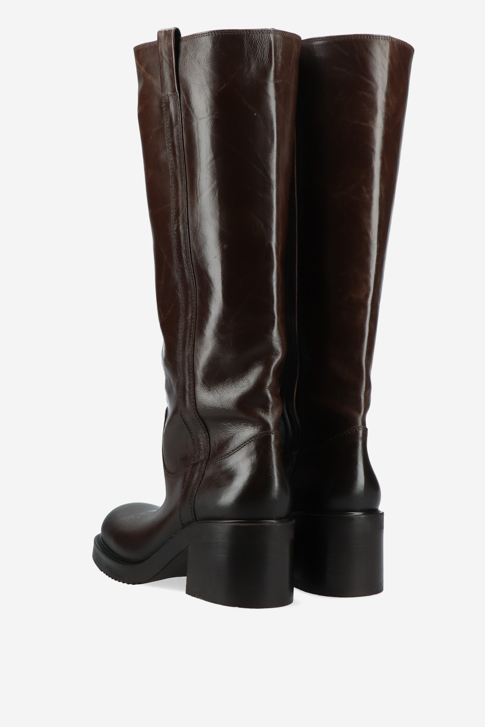 Vintage look leather heeled boots