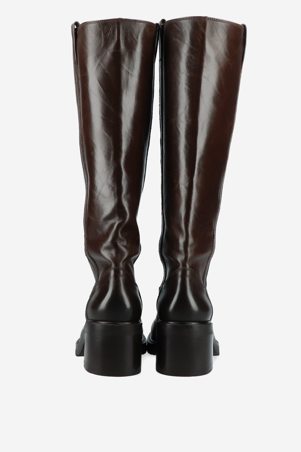 Vintage look leather heeled boots