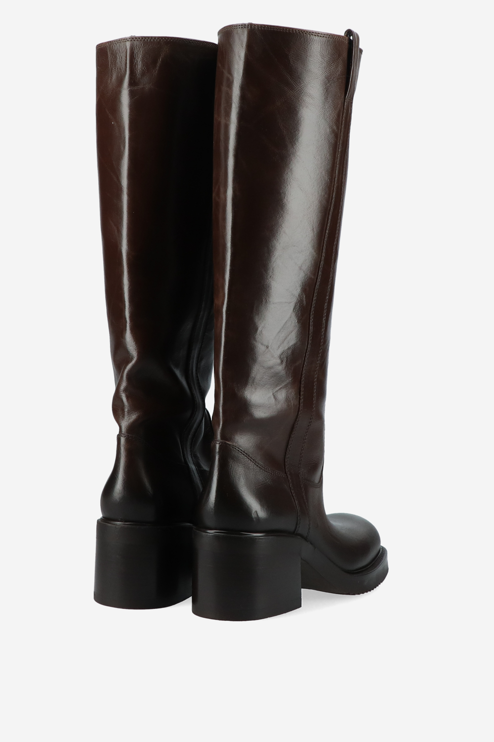 Vintage look leather heeled boots