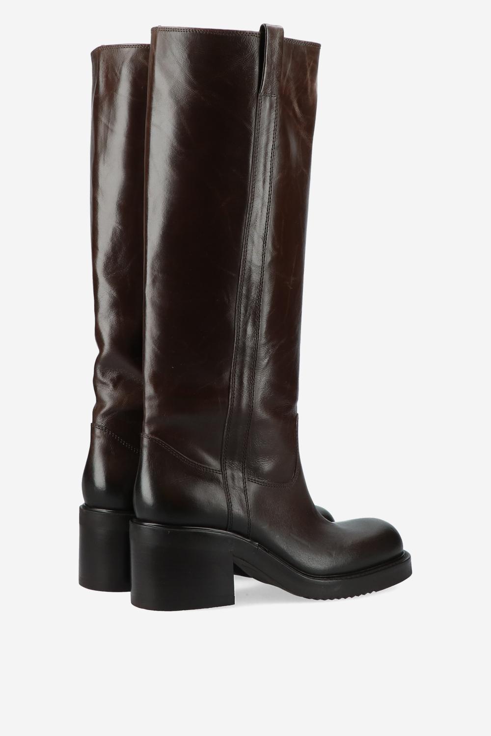 Vintage look leather heeled boots