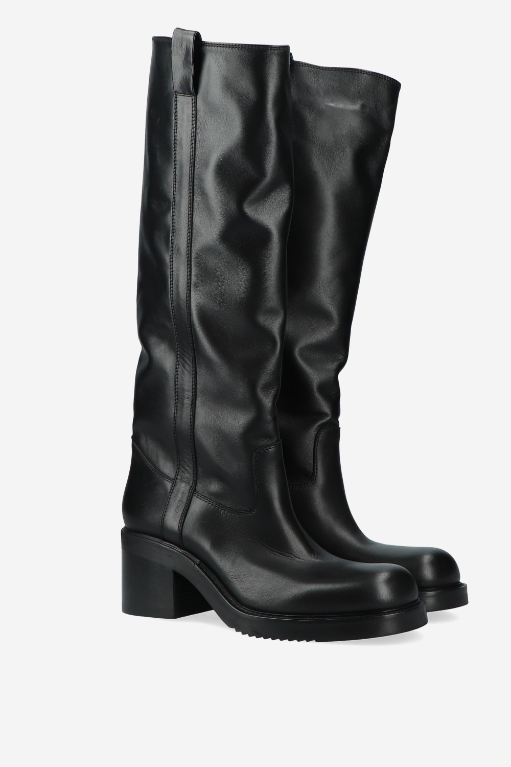 Leather block heel boots