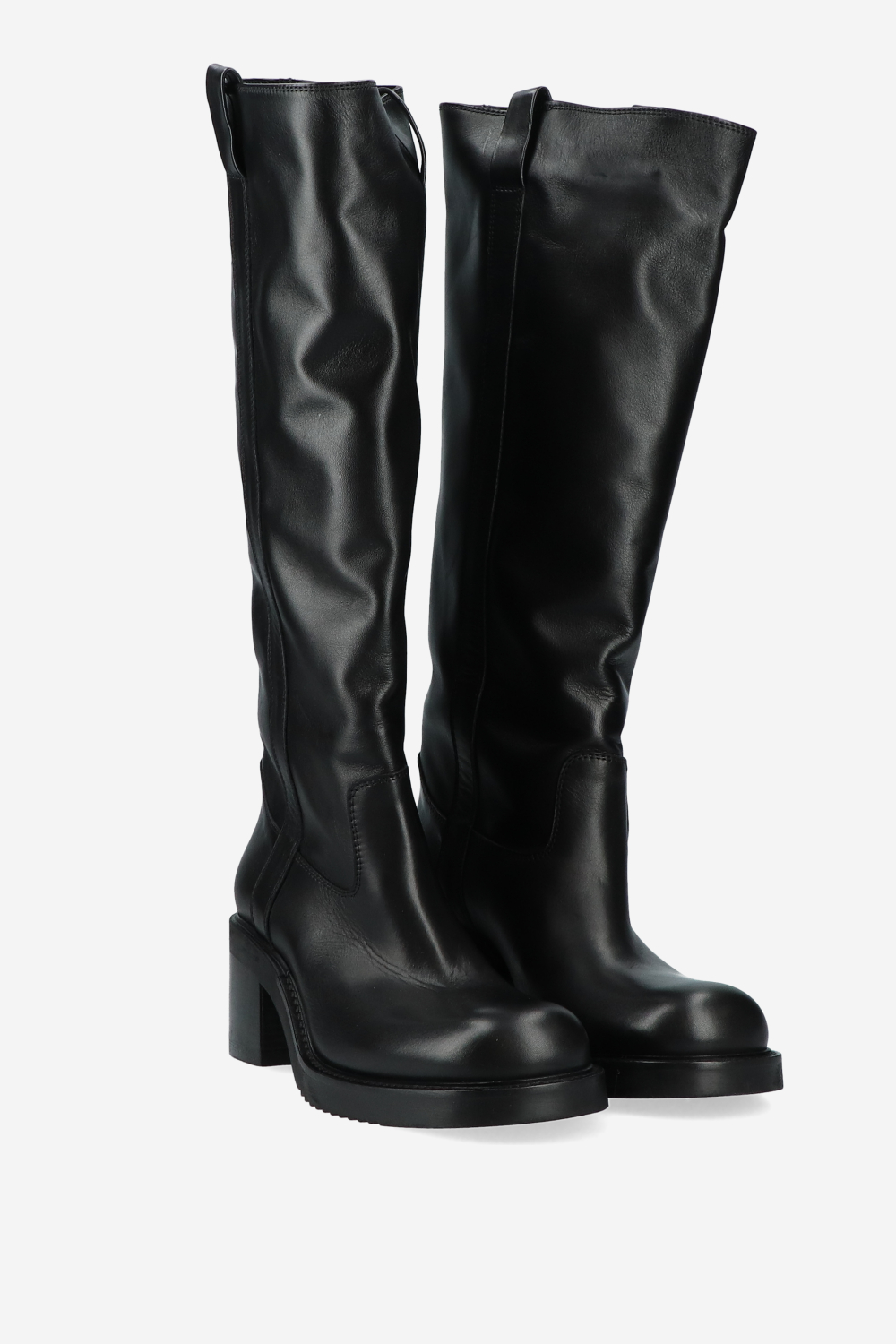 Leather block heel boots