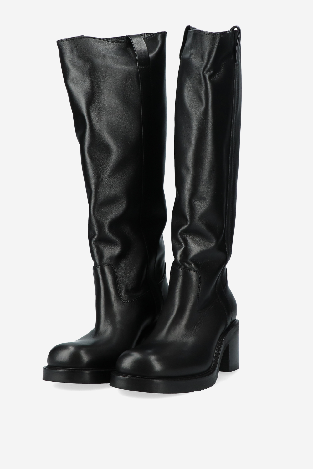 Leather block heel boots