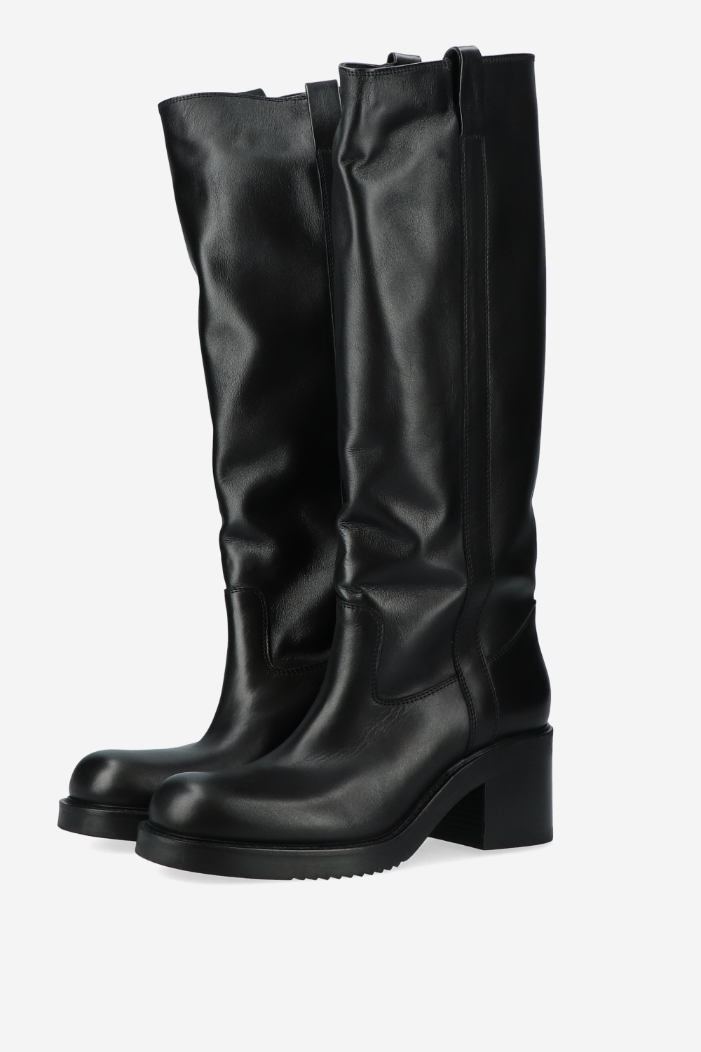 Leather block heel boots