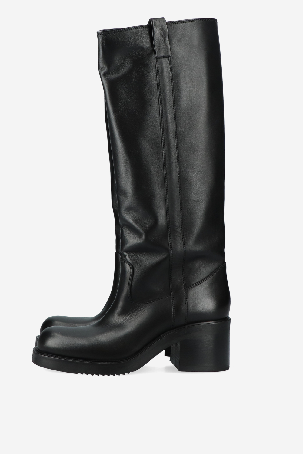 Leather block heel boots