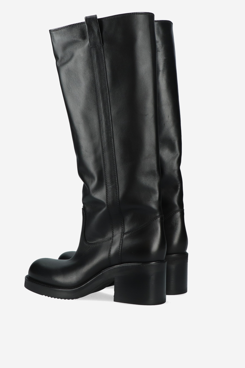 Leather block heel boots