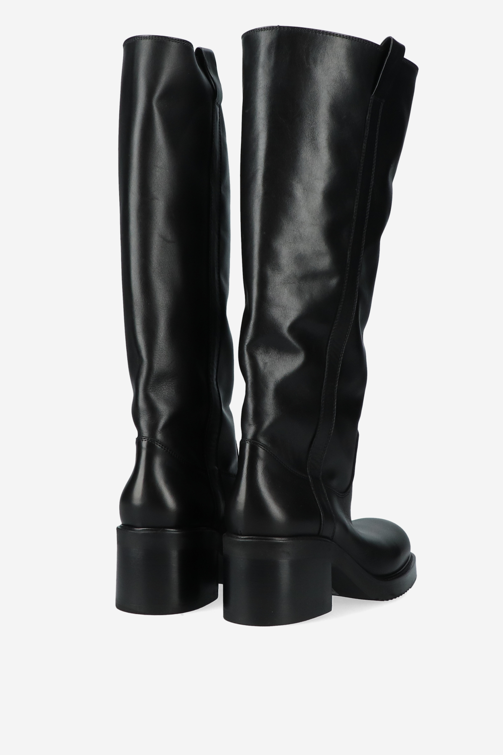 Leather block heel boots