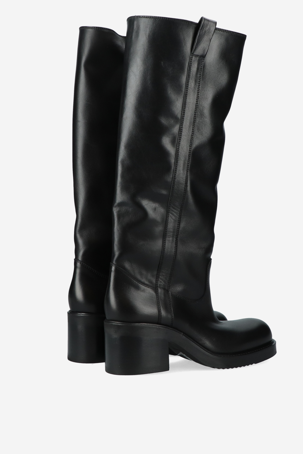 Leather block heel boots