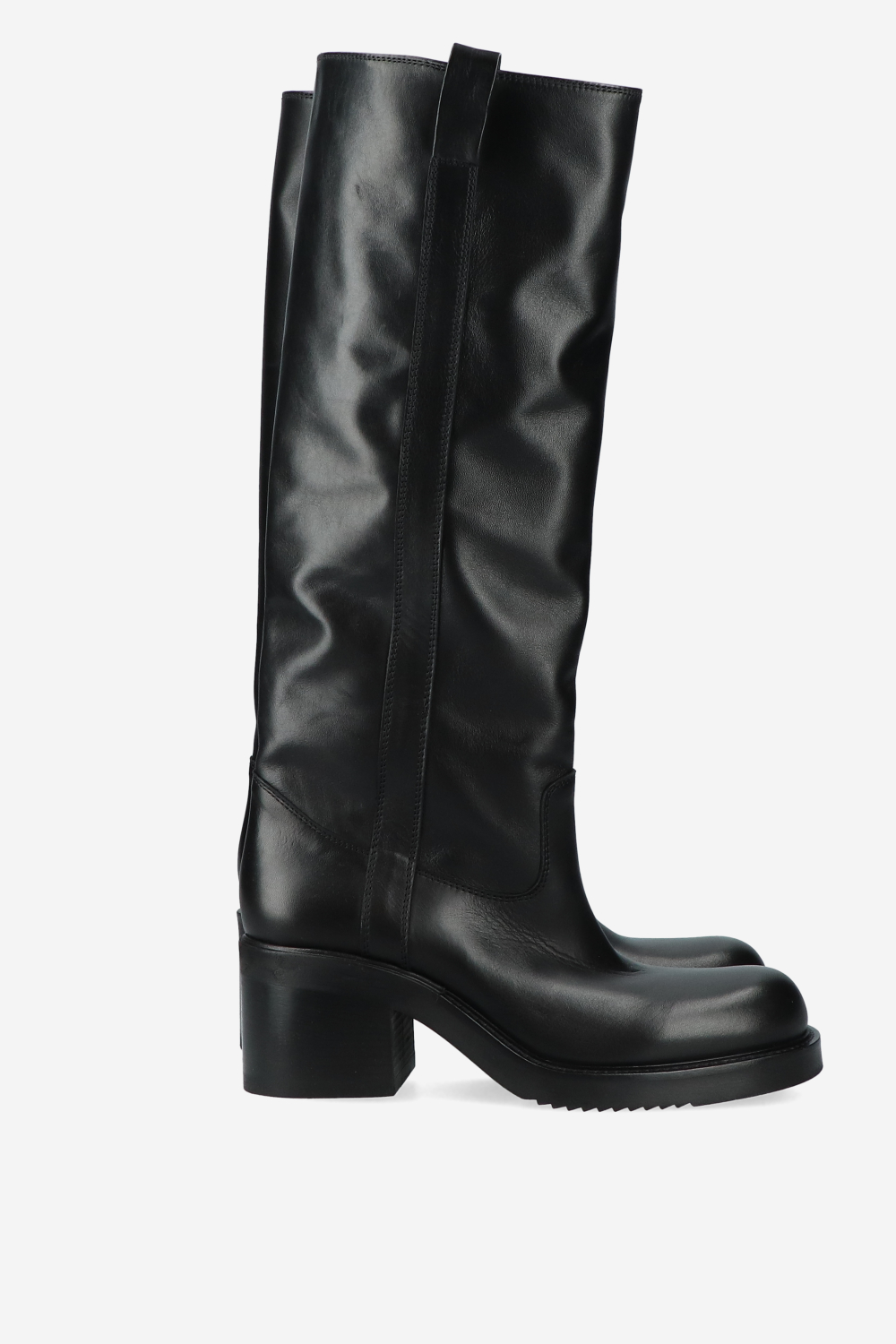 Leather block heel boots