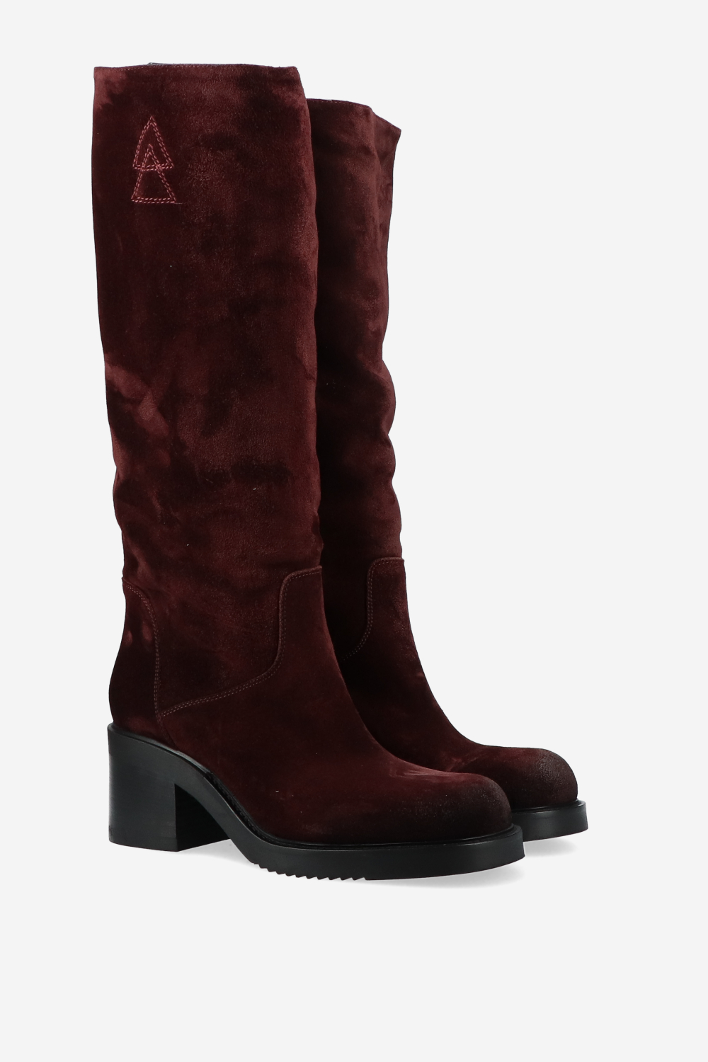 Suede block heel boots