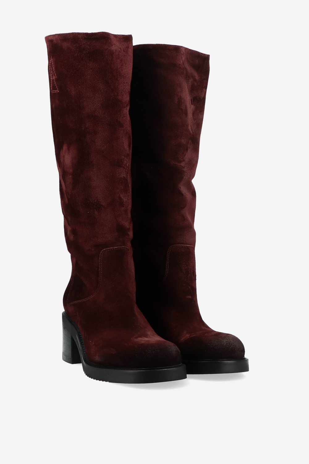 Suede block heel boots