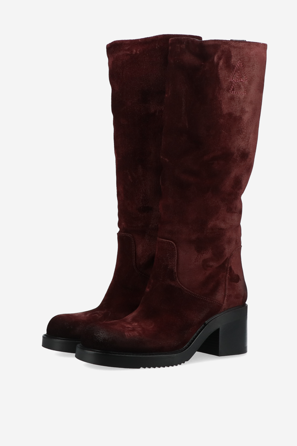 Suede block heel boots