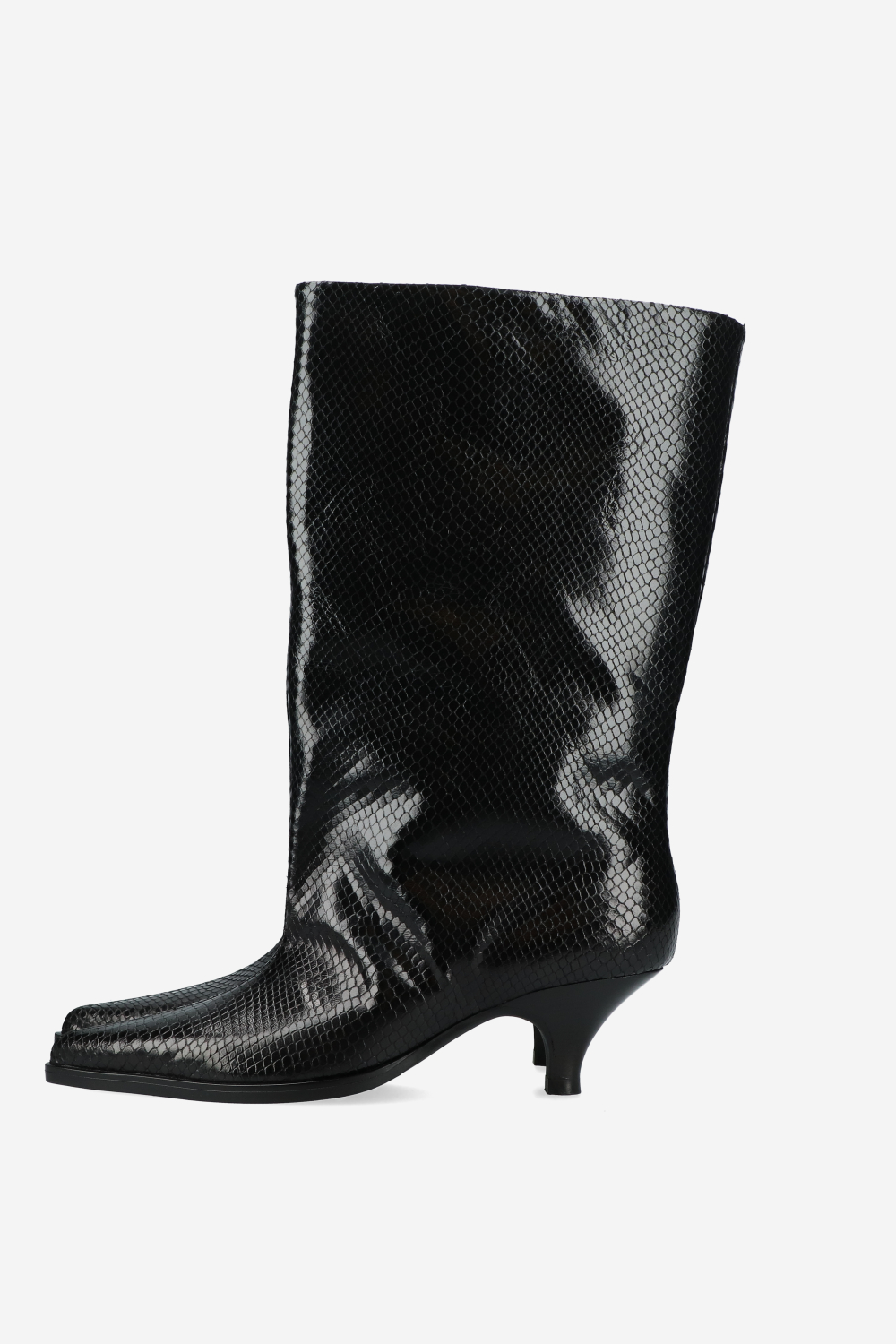 Snake embossed slouch boots