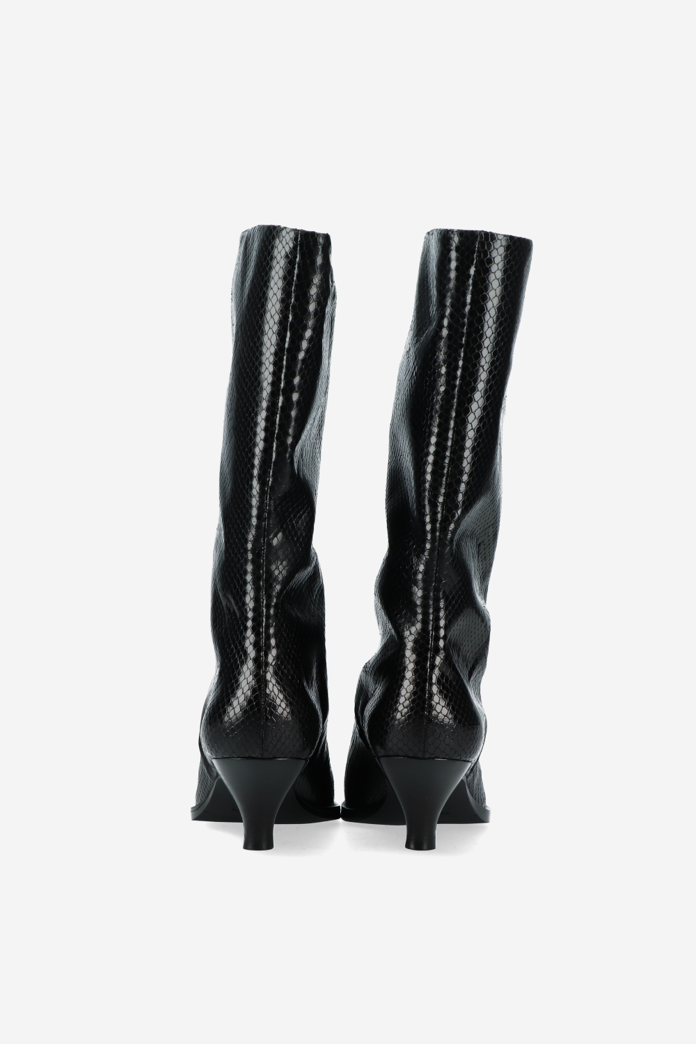 Snake embossed slouch boots