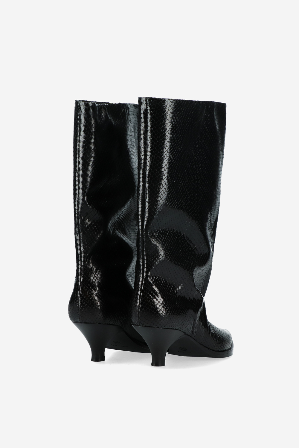 Snake embossed slouch boots