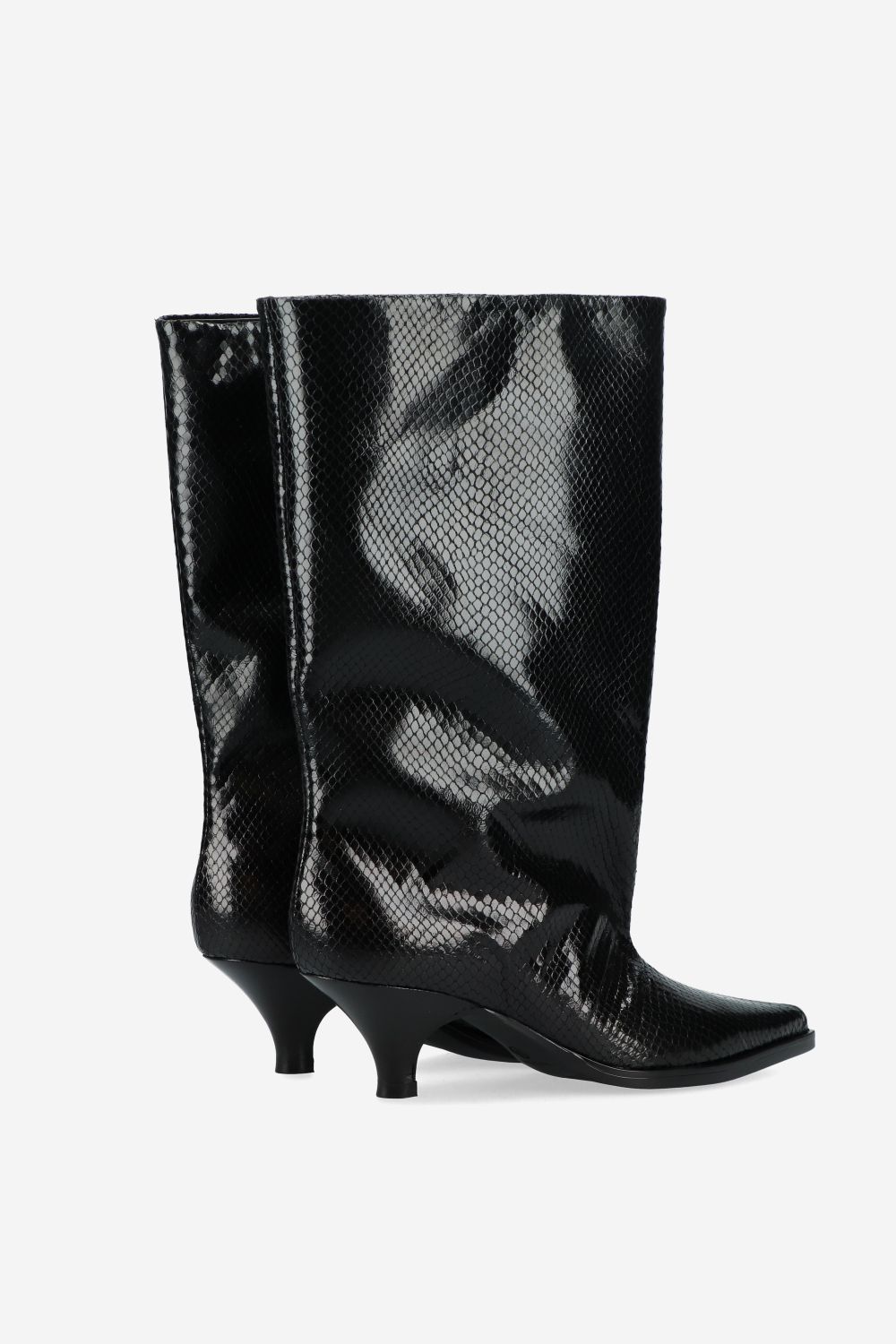 Snake embossed slouch boots