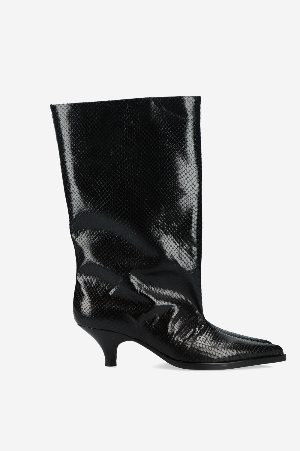 Snake embossed slouch boots