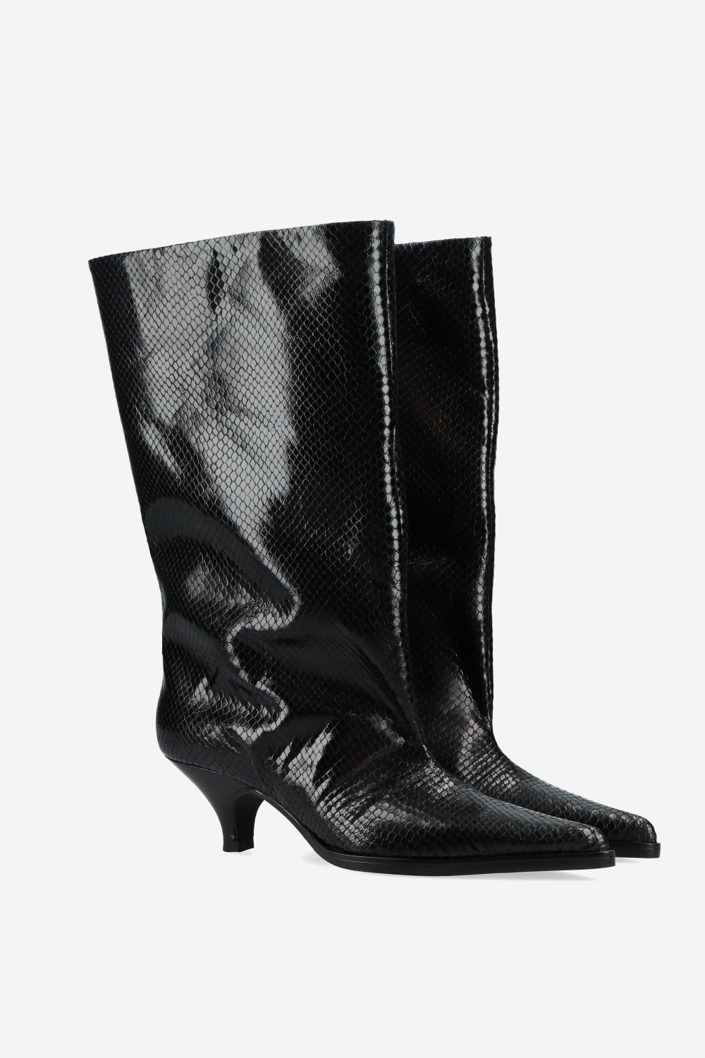 Elena Iachi - Snake embossed slouch boots