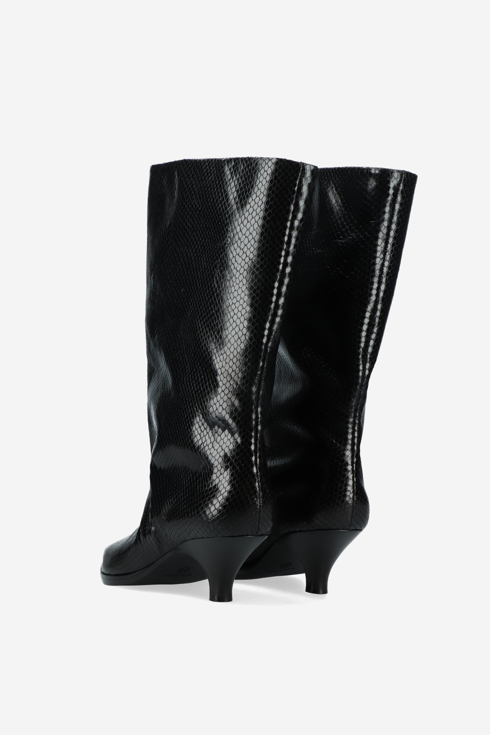 Snake embossed slouch boots