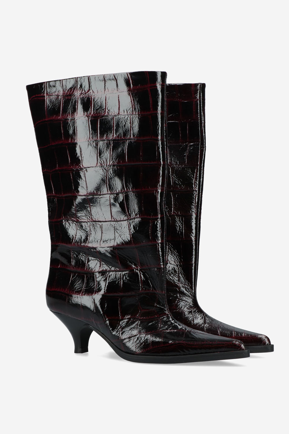 Embossed leather slouch boots