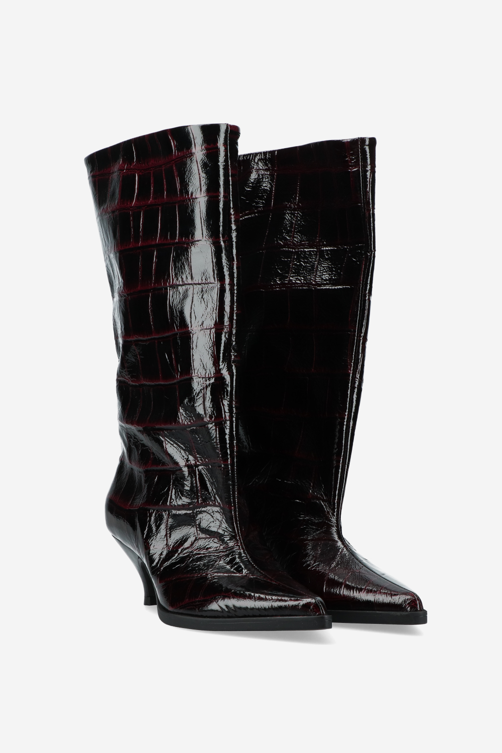 Embossed leather slouch boots