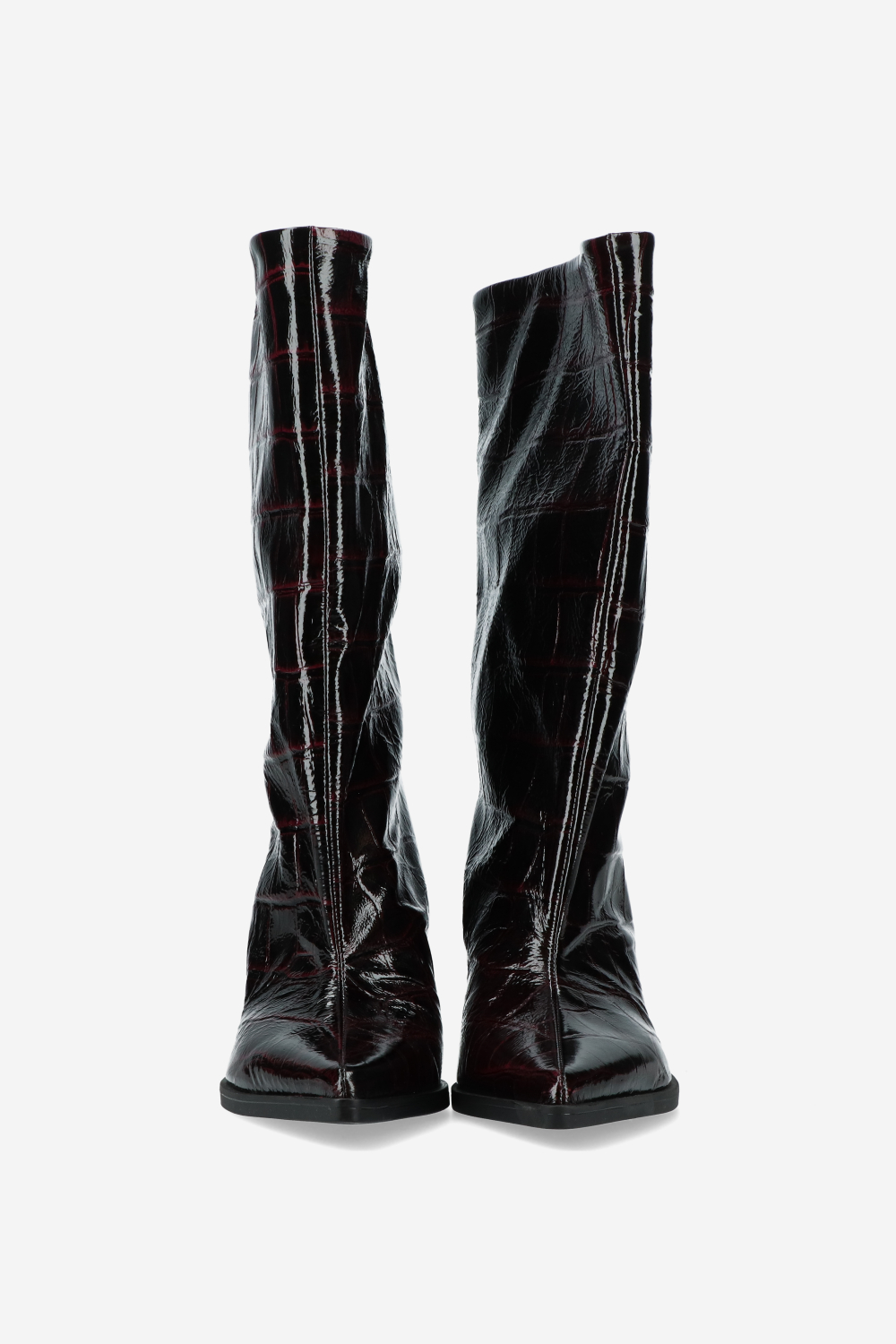 Embossed leather slouch boots