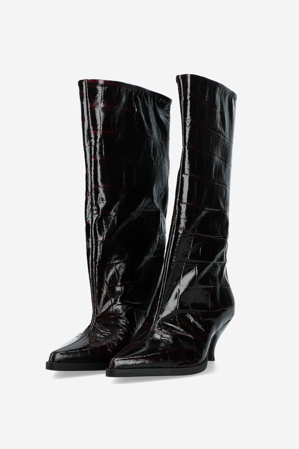 Embossed leather slouch boots