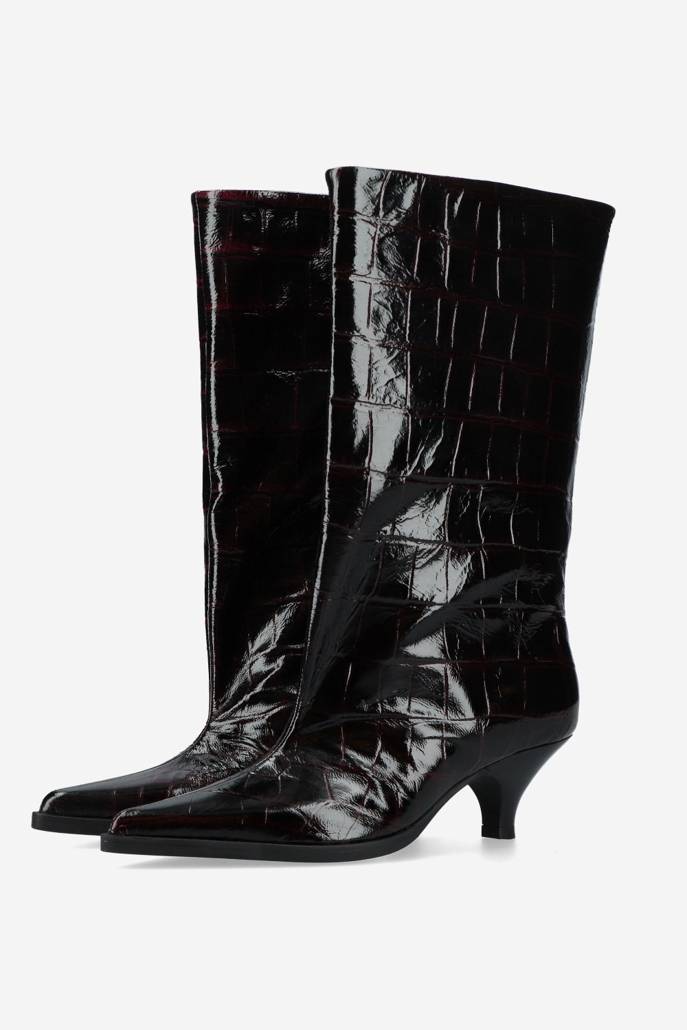 Embossed leather slouch boots