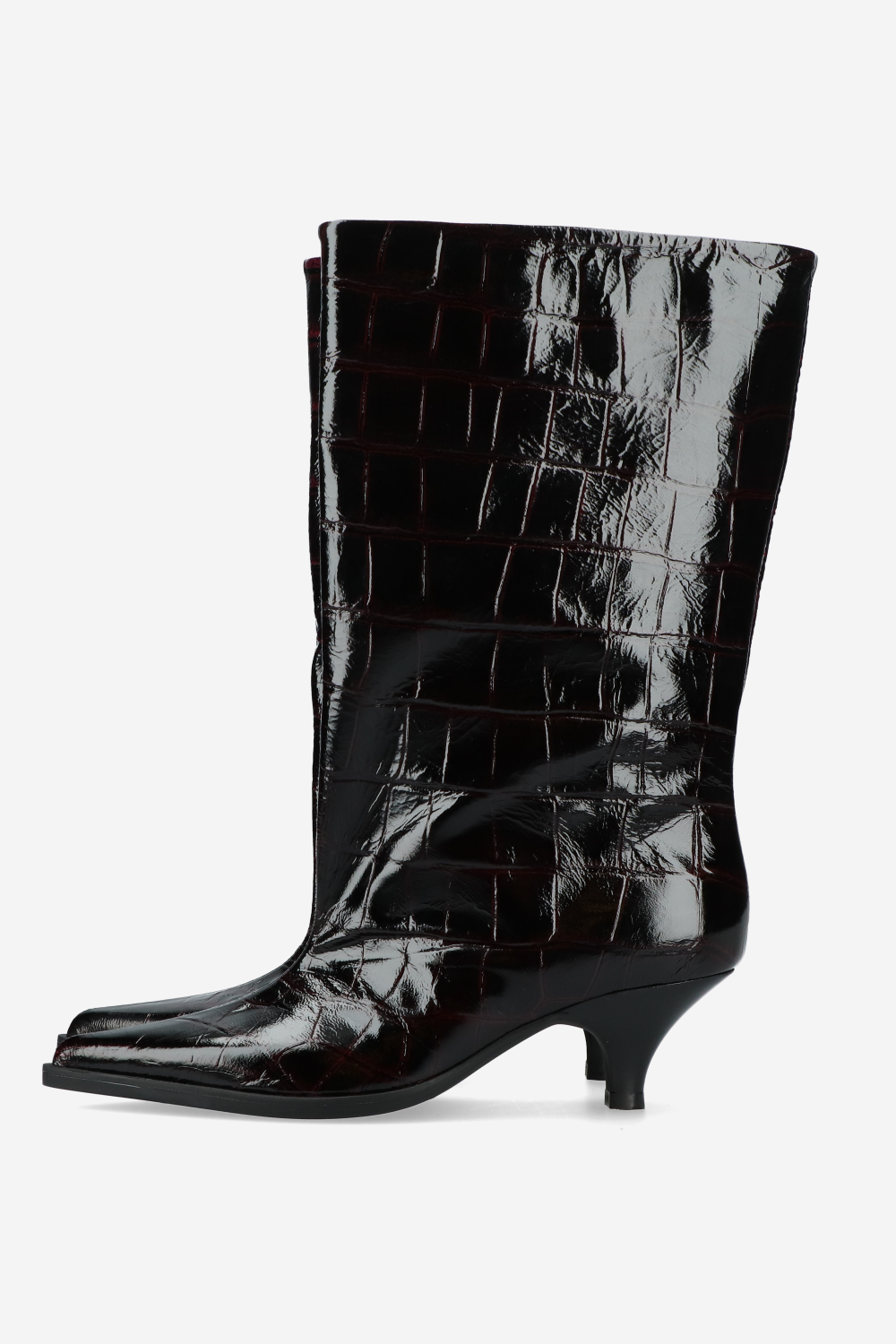 Embossed leather slouch boots