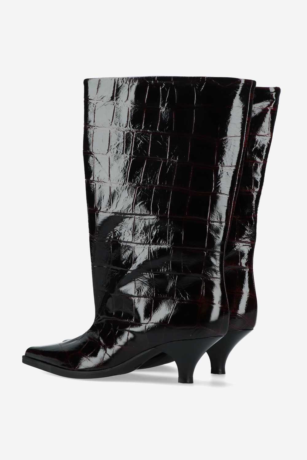 Embossed leather slouch boots