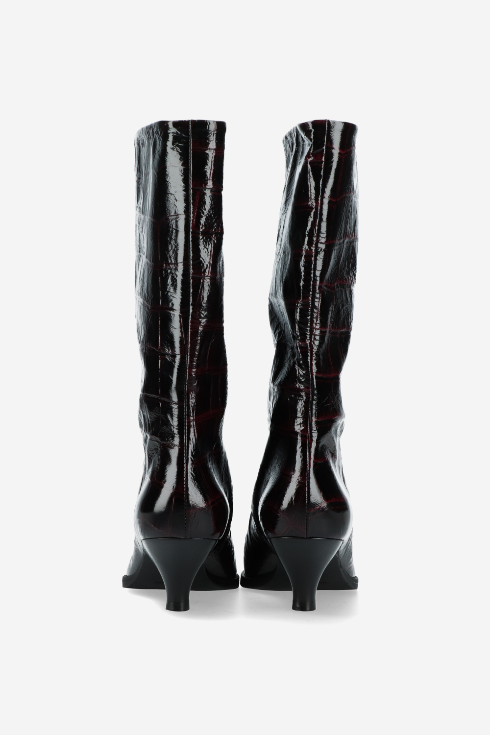 Embossed leather slouch boots