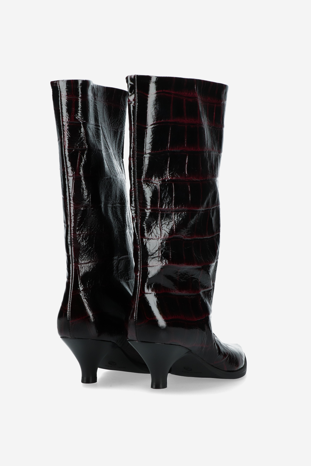 Embossed leather slouch boots