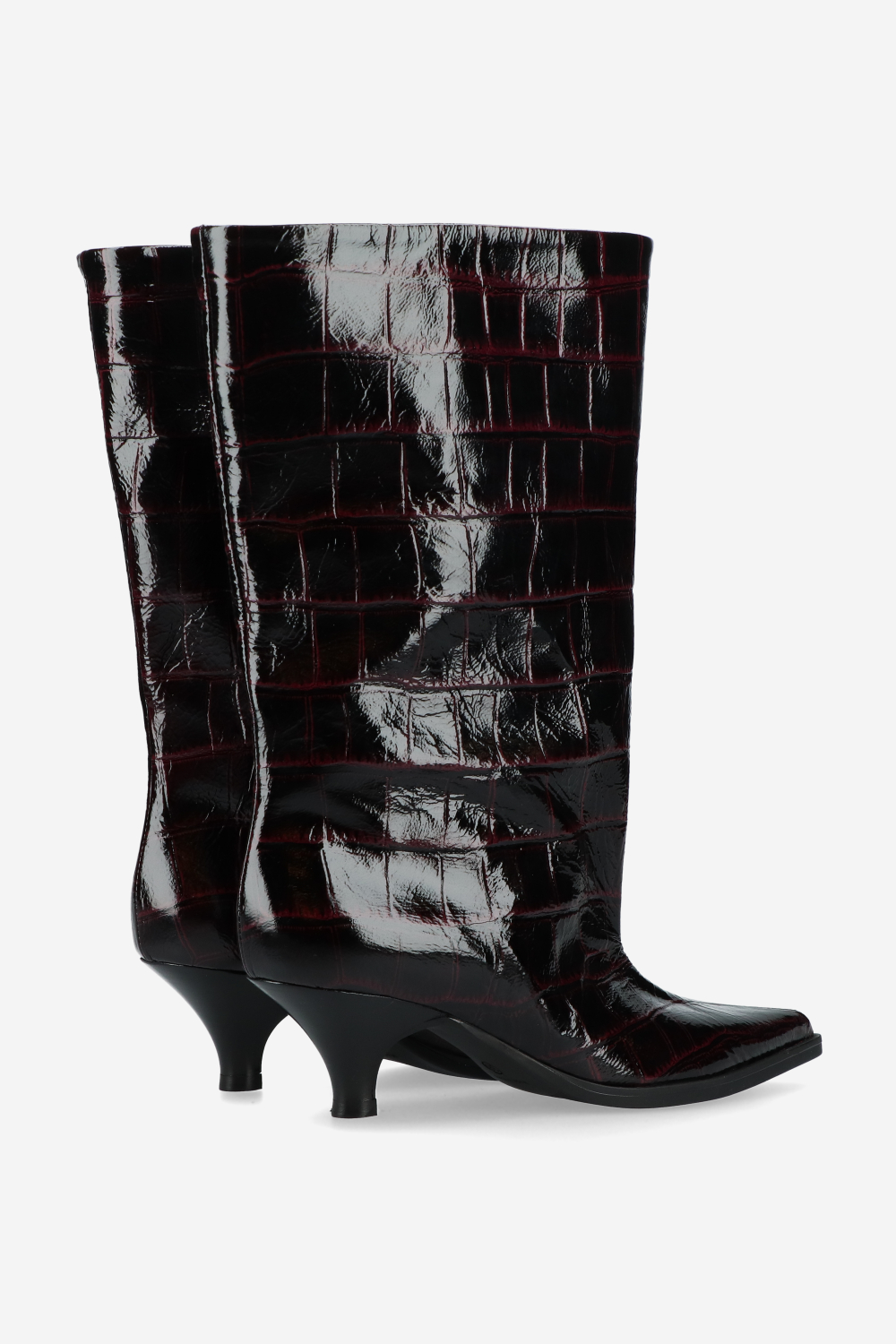 Embossed leather slouch boots