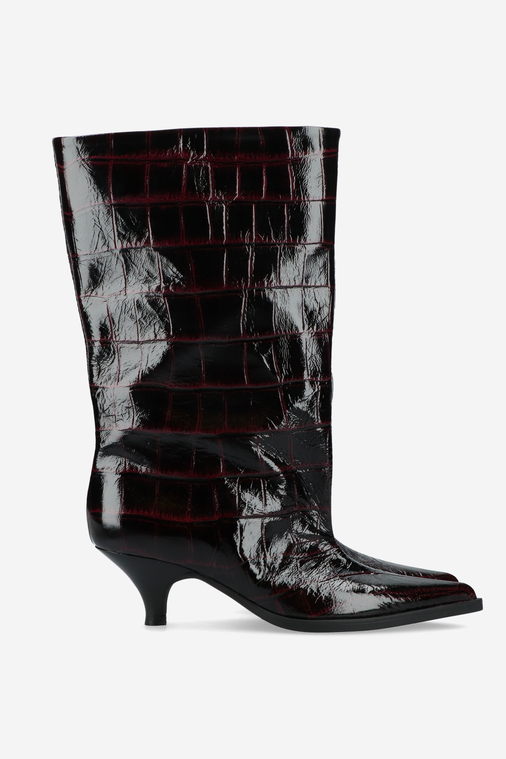 Embossed leather slouch boots