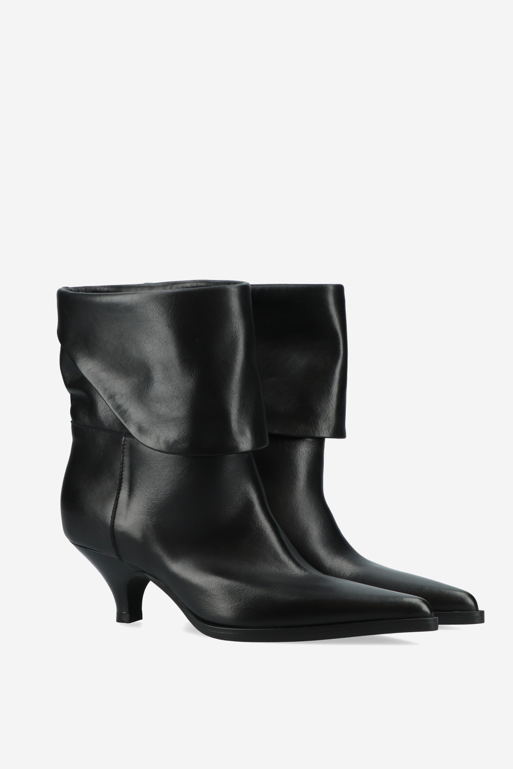 Leather fold-over ankle boots