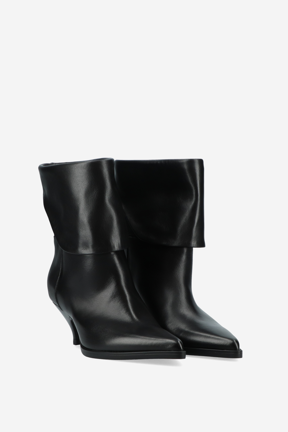 Leather fold-over ankle boots
