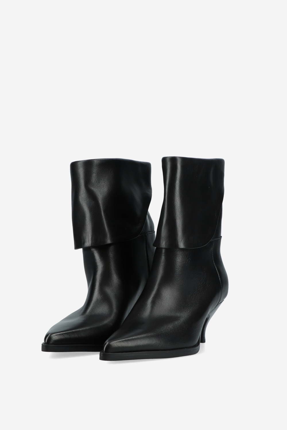 Leather fold-over ankle boots