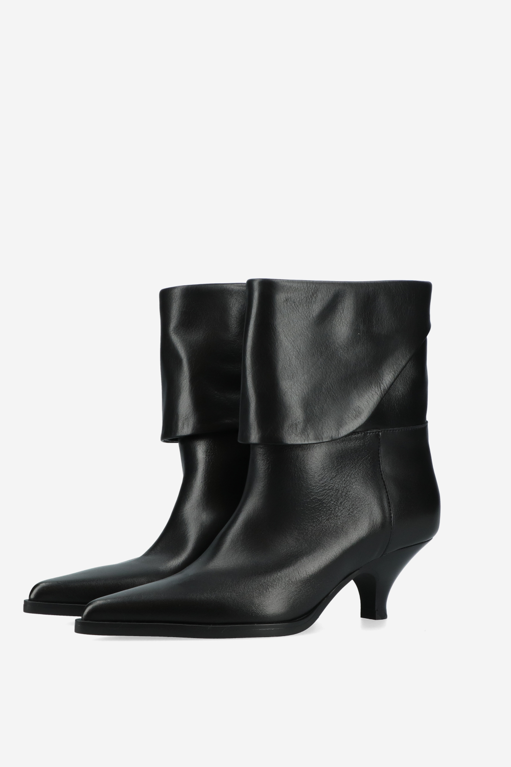 Leather fold-over ankle boots