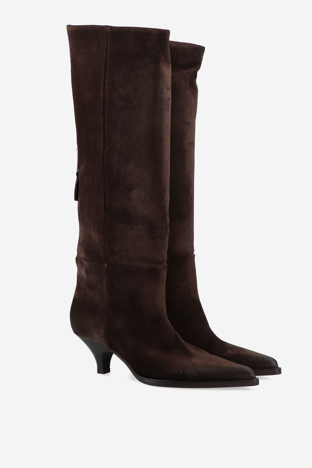 Pointed toe suede boots