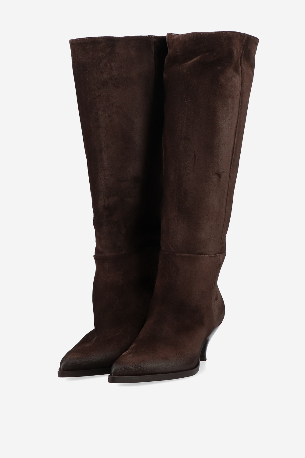 Pointed toe suede boots