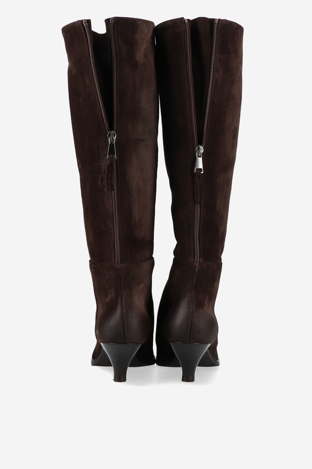 Pointed toe suede boots