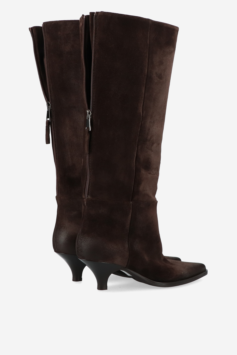 Pointed toe suede boots